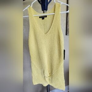 Boston Proper Yellow Knit Tie Front Tank Top